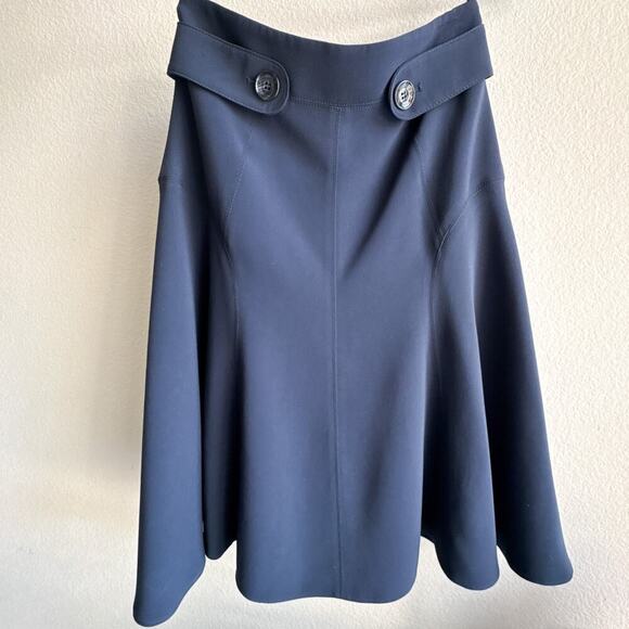 Karen Millen Navy Blue A-Line Flared Skirt US 6 | Button Waist Detail | Elegant - Picture 12 of 13